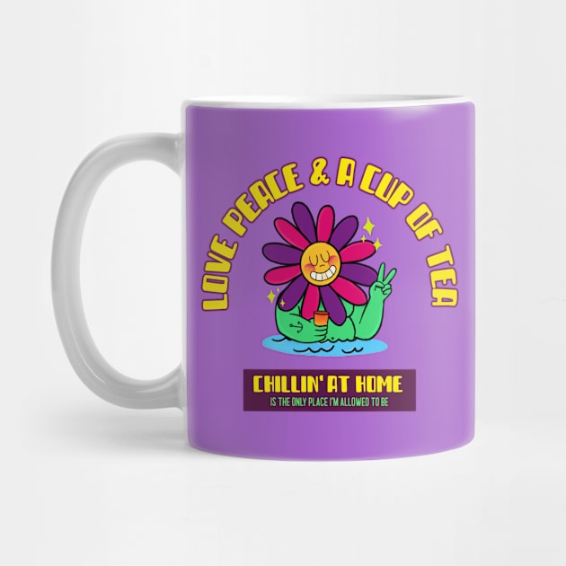 Love, Peace and a Cup of Tea 70s design by Lemon Squeezy design 